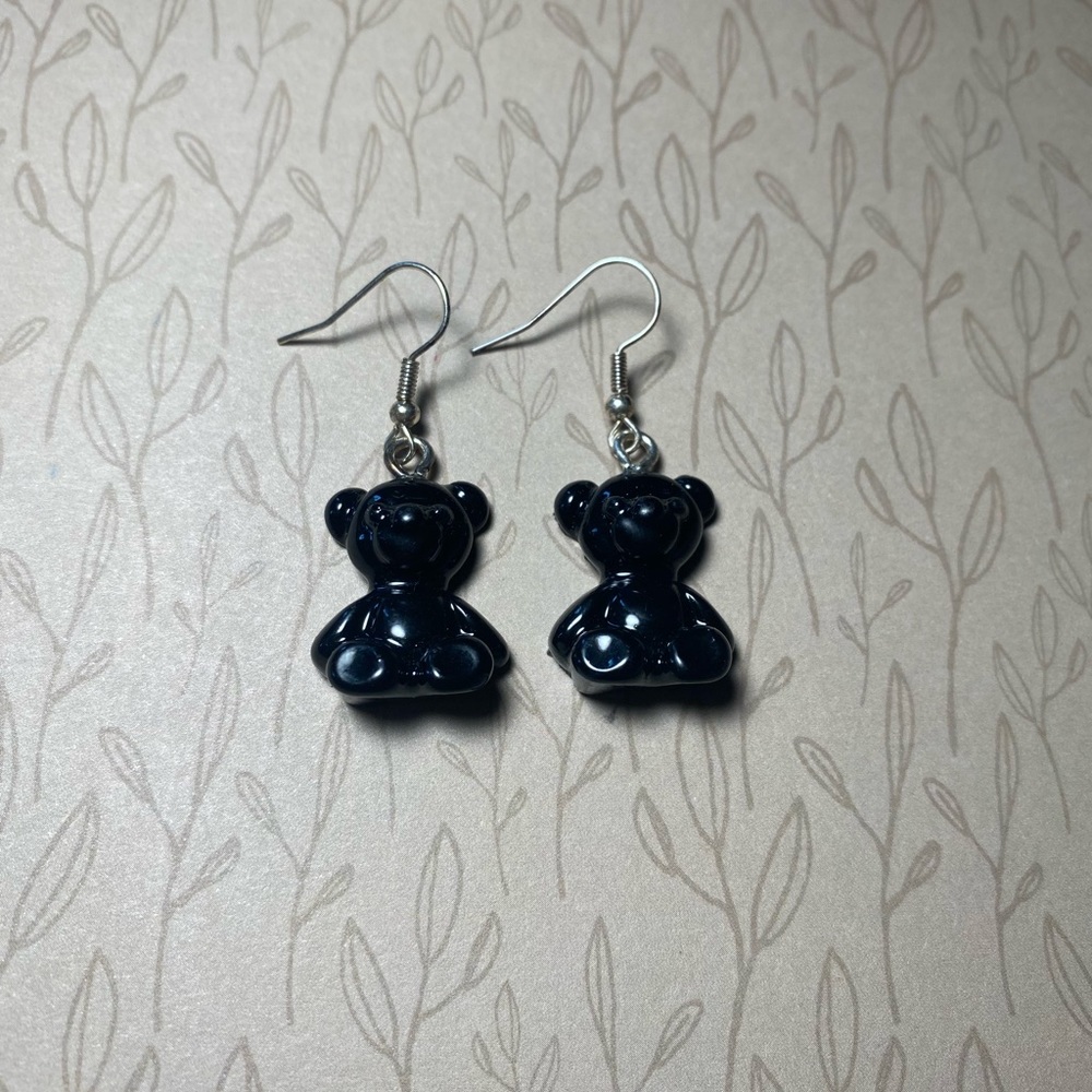 Jet Black Bear Earrings!